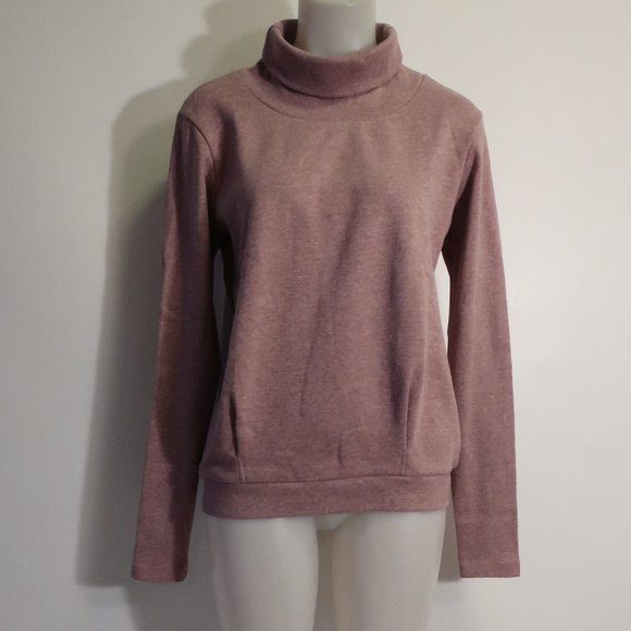 ALO Yoga Tops - Womens Alo Yoga Mauve Pink Rolled Mock Neck Pullover Sweatshirt Top M *